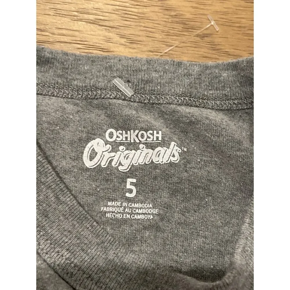 OshKosh B'gosh Wicked Smart Kid Long Sleeve Boys 5 Gray Cotton Blend